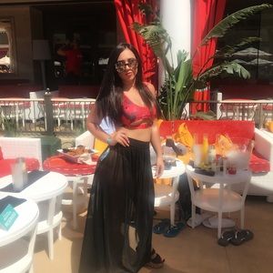 RED SNAKESKIN BIKINI TOP